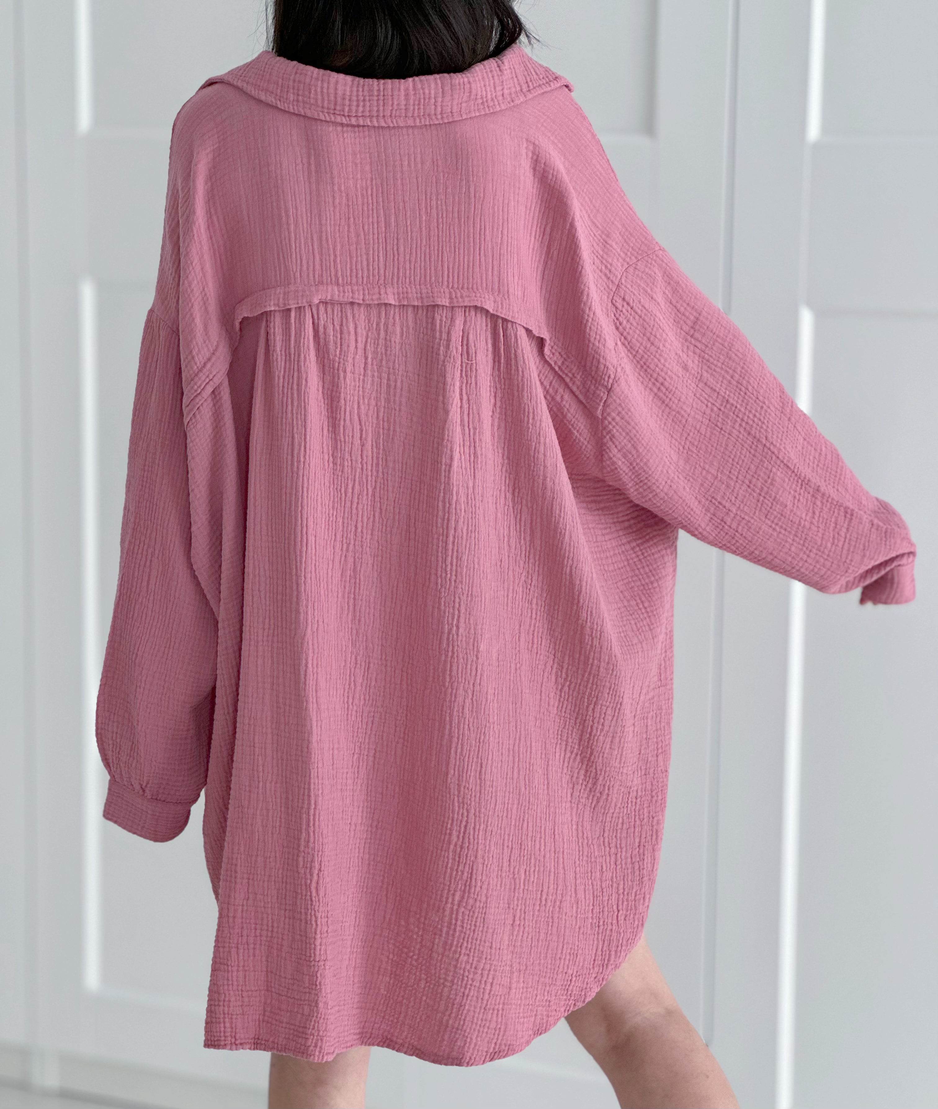 Blusa de muselina, oversize larga, 32 colores
