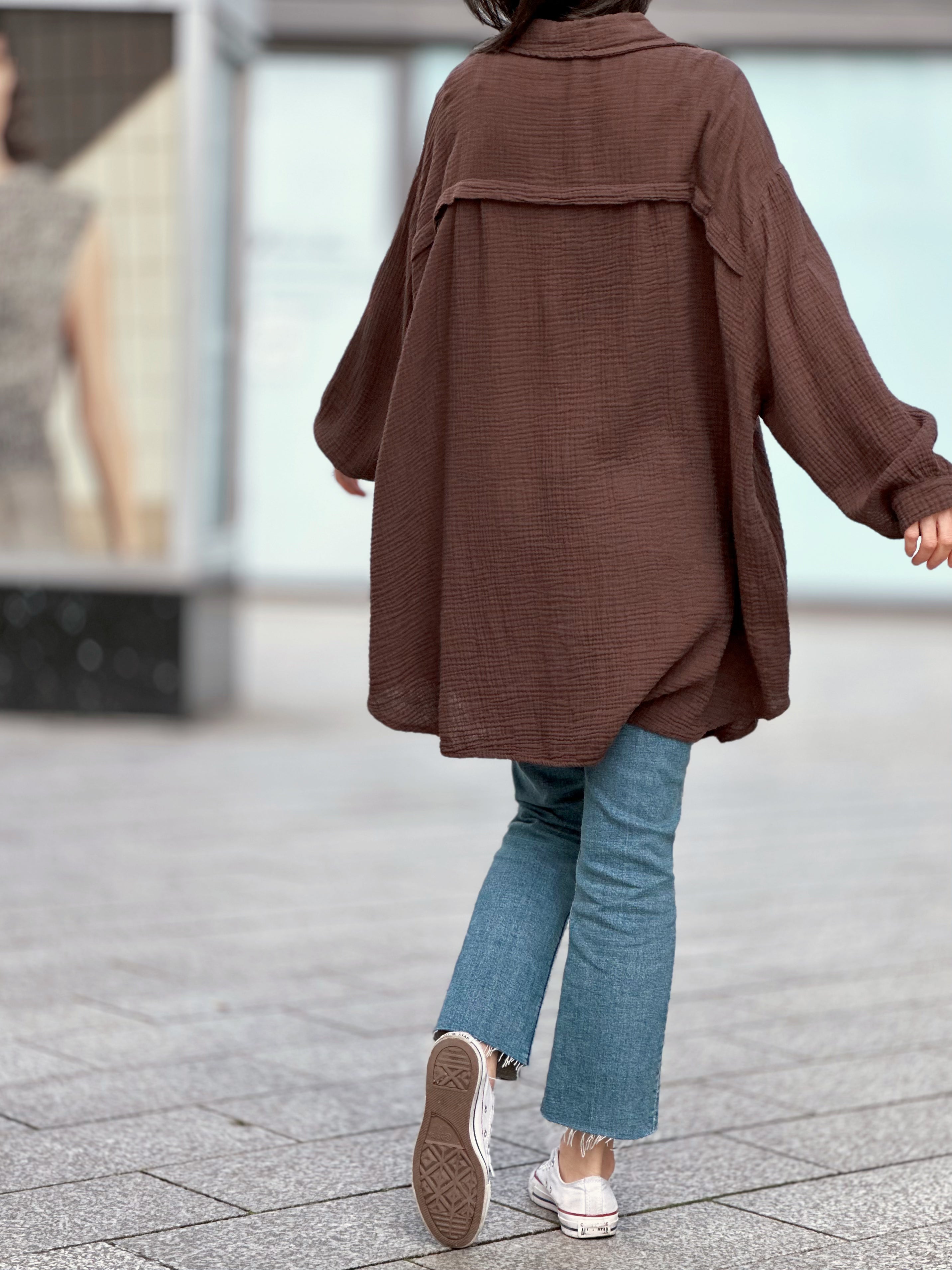 Blusa de muselina, oversize larga, 32 colores