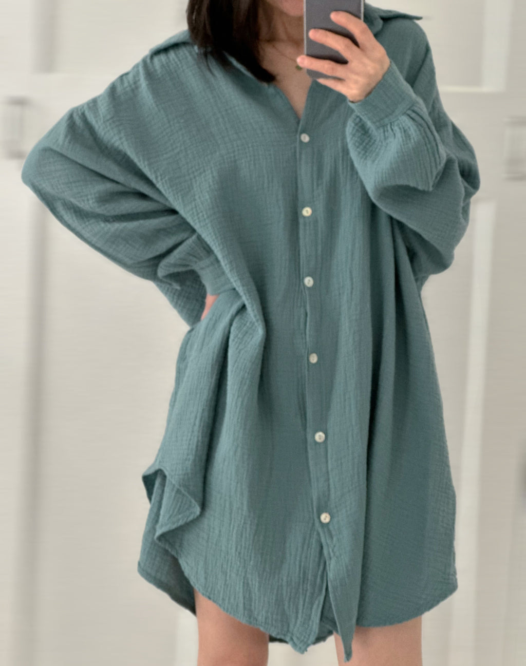 Blusa de muselina, oversize larga, 32 colores