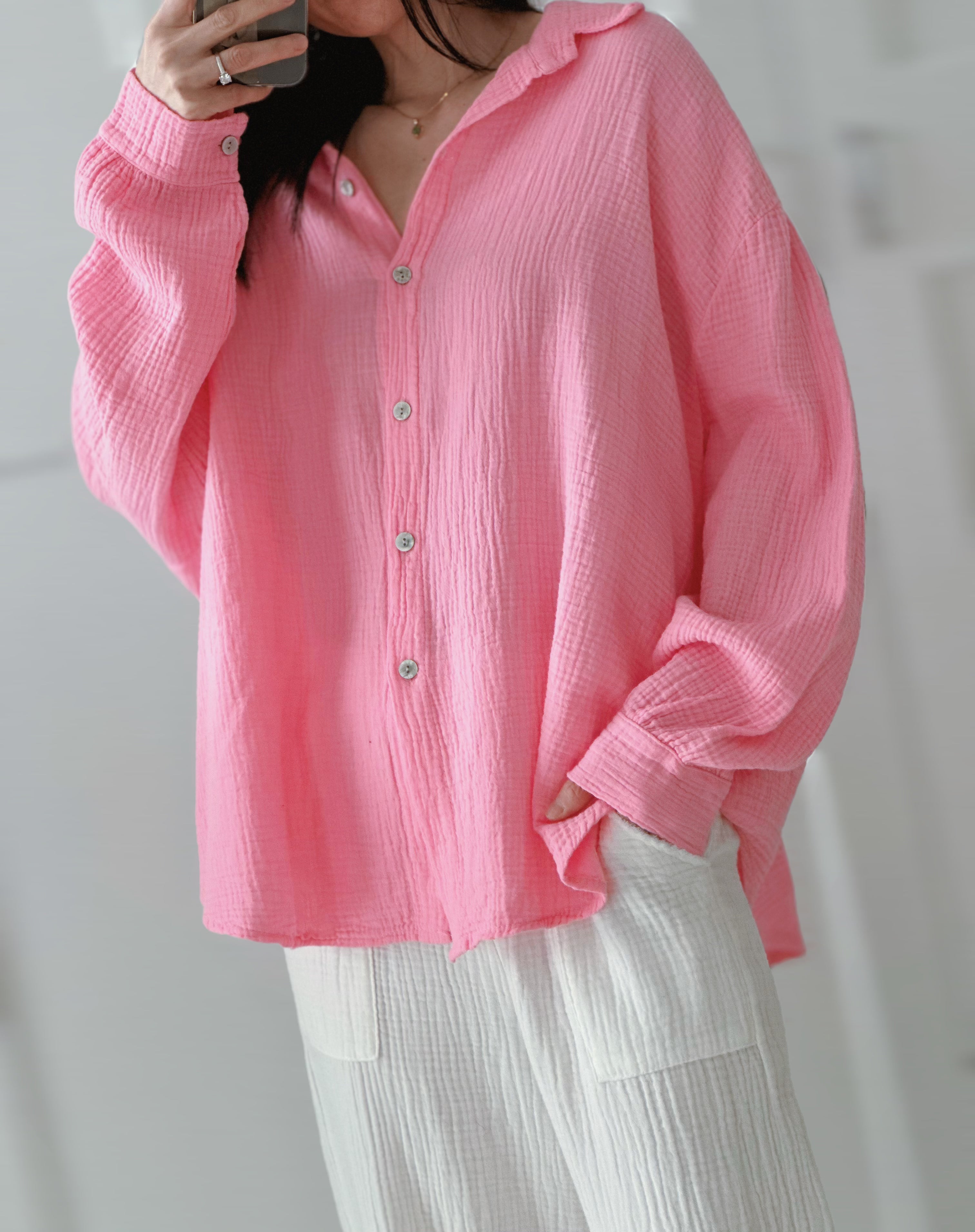 Blusa de muselina, regular, 34 colores