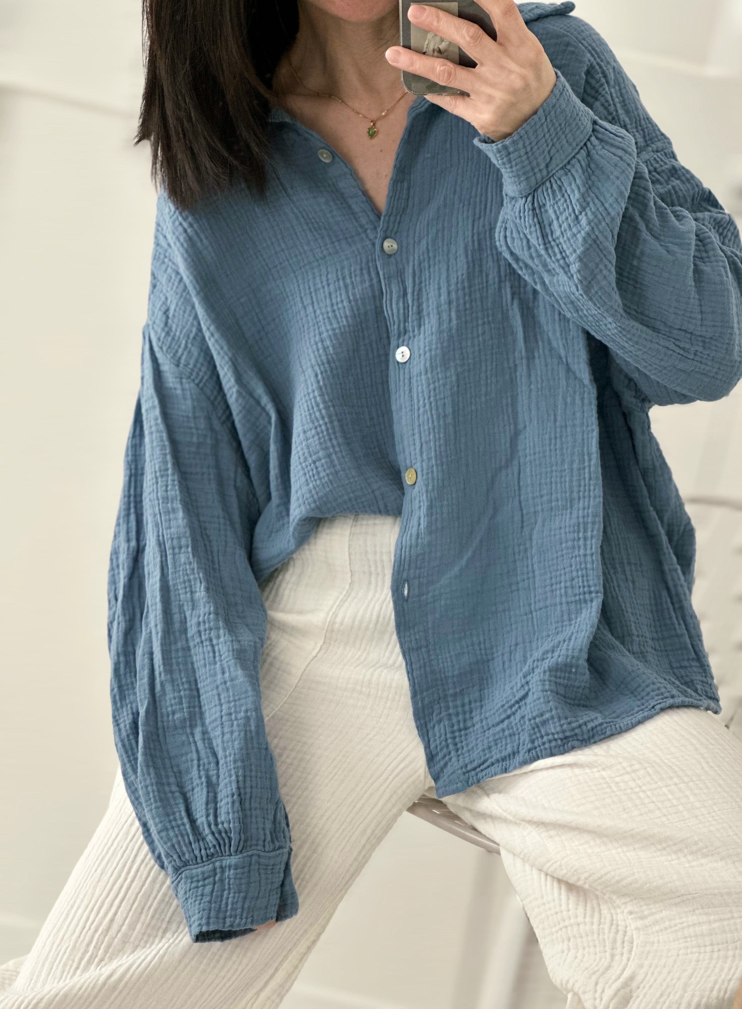 Blusa de muselina, regular, 34 colores