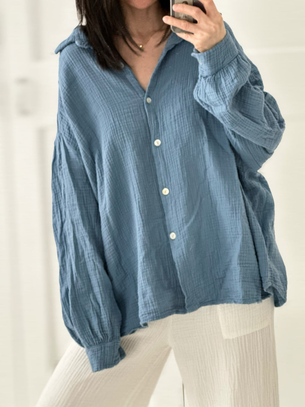 Blusa de muselina, regular, 34 colores