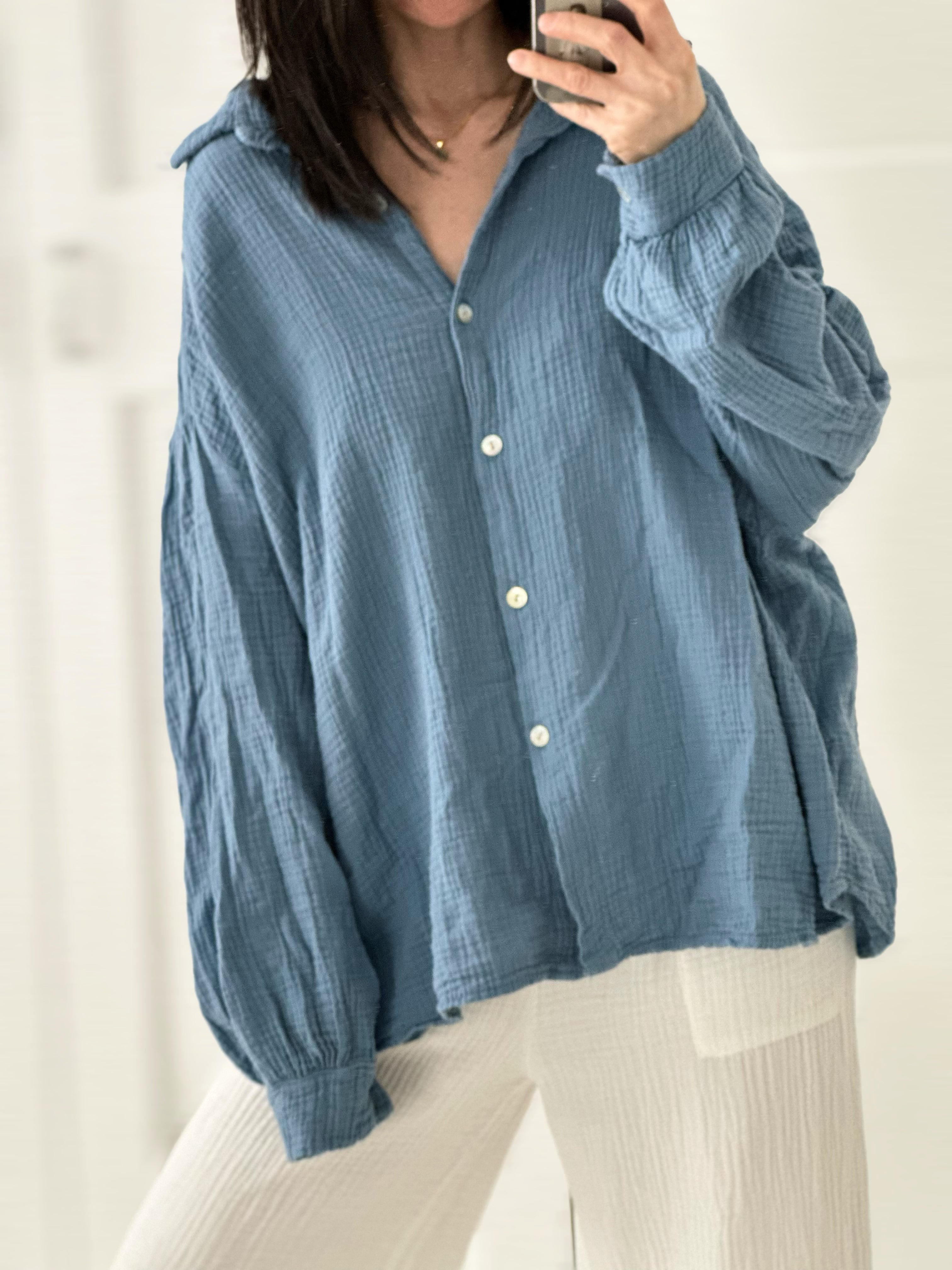 Blusa de muselina, regular, 34 colores