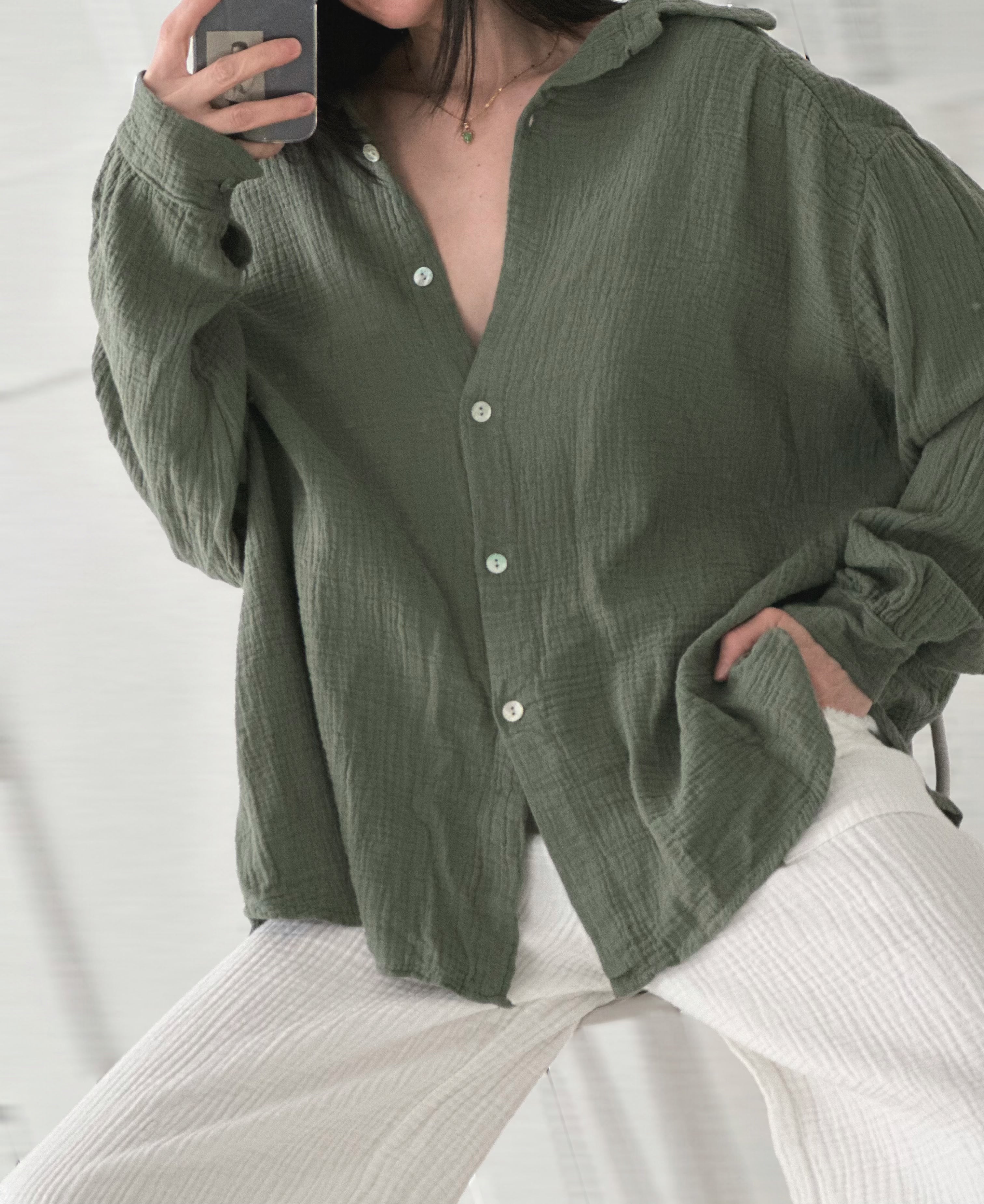 Blusa de muselina, regular, 34 colores