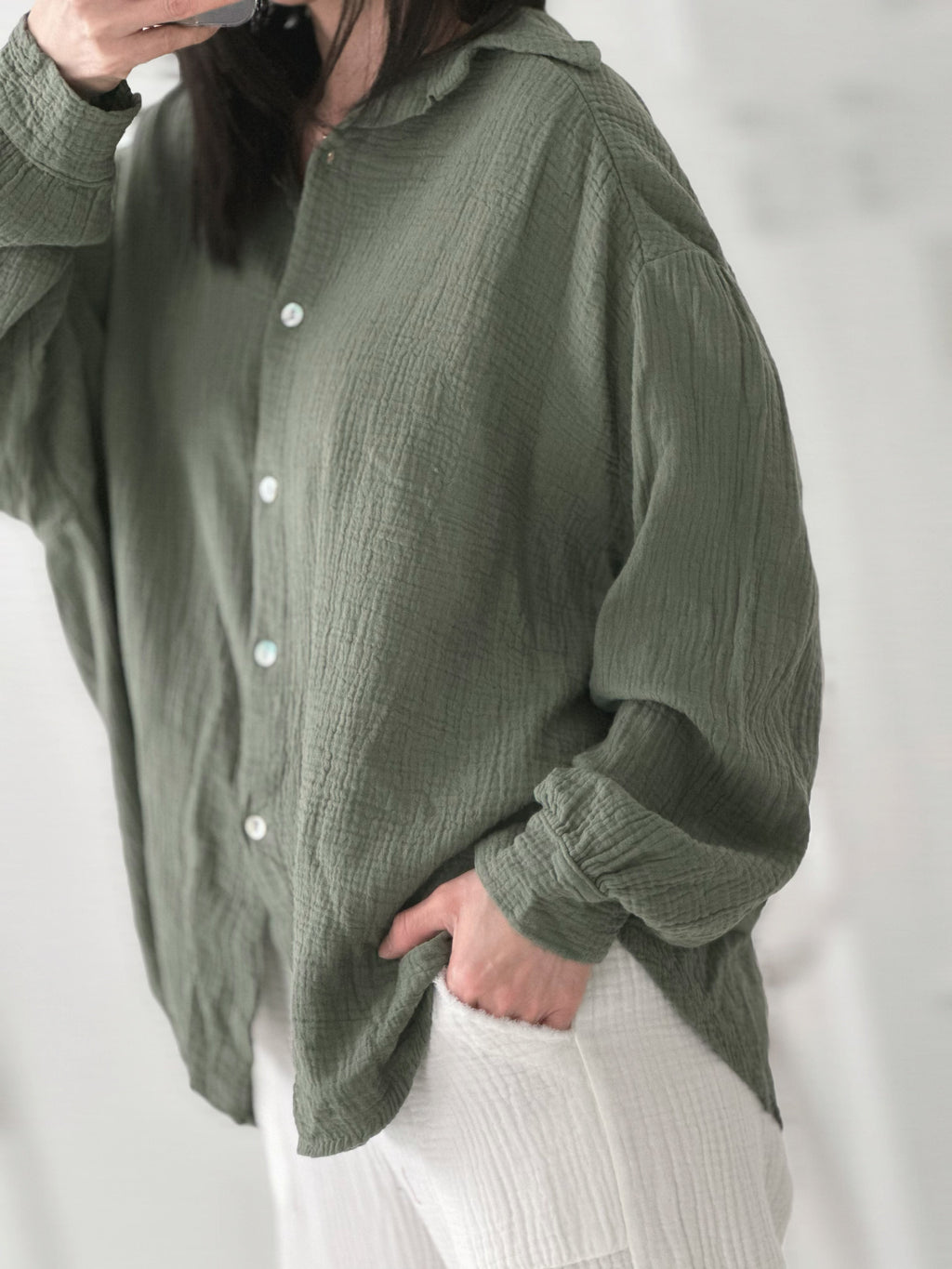 Blusa de muselina, regular, 34 colores