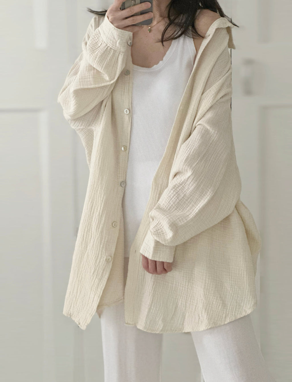 Blusa de muselina, oversize larga, 32 colores
