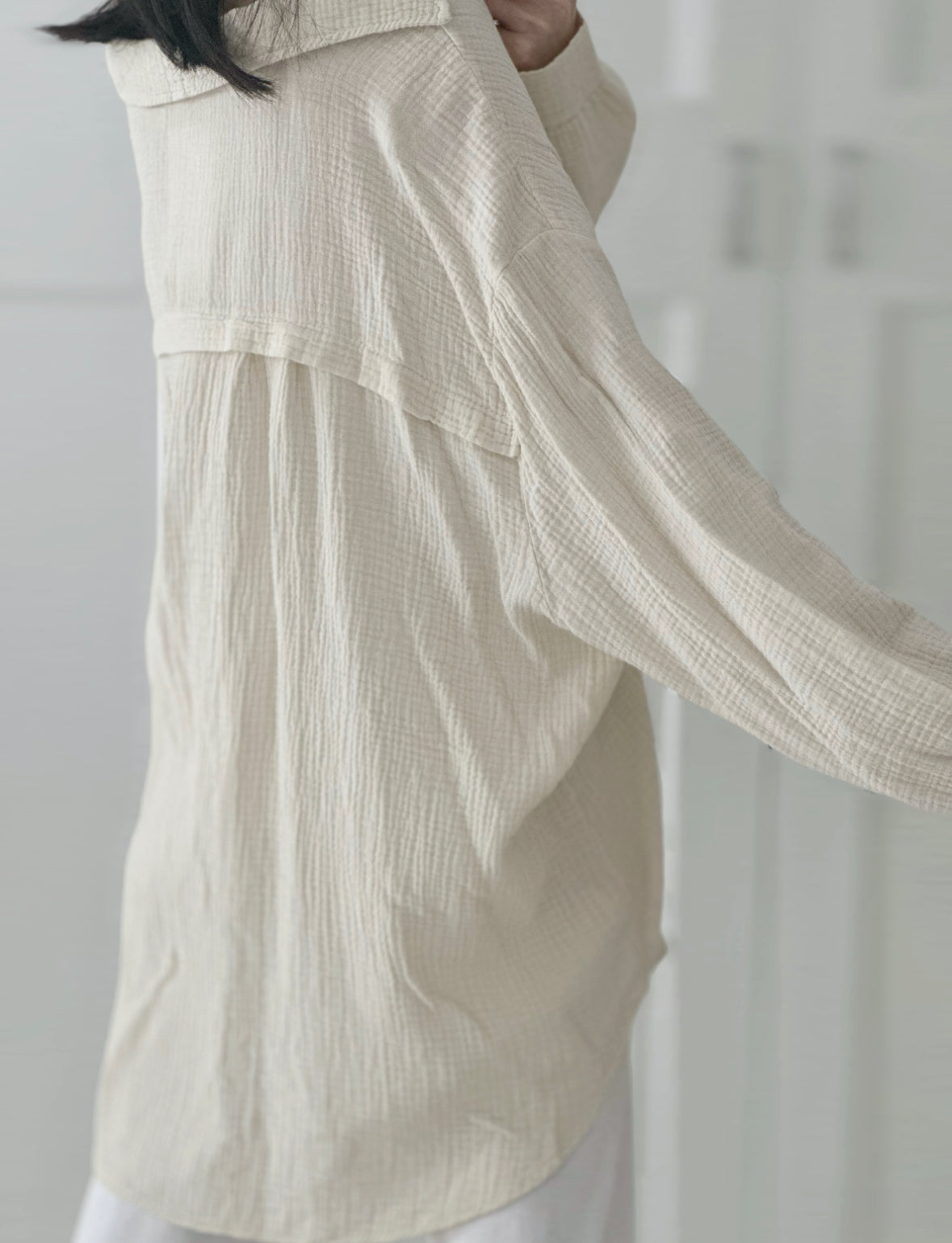 Blusa de muselina, oversize larga, 32 colores