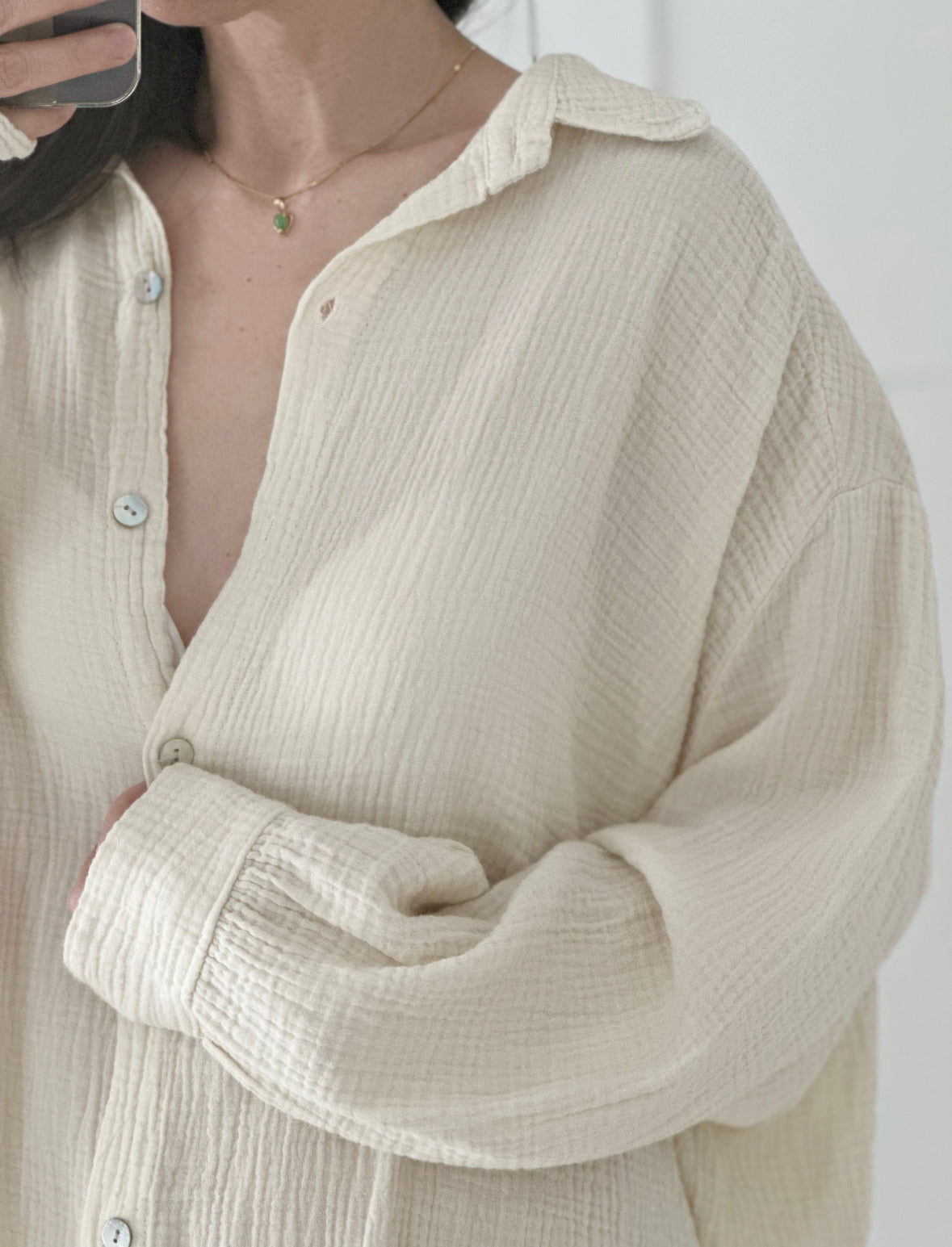 Blusa de muselina, oversize larga, 32 colores
