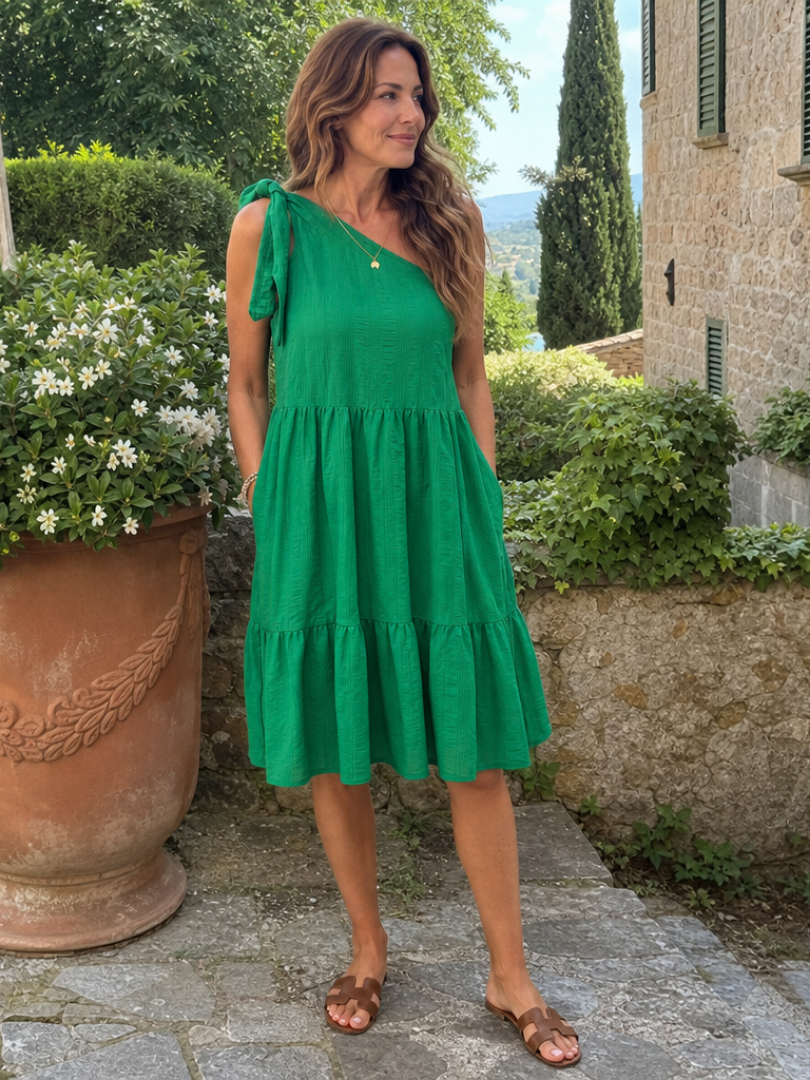 Liliana | Vestido de un solo hombro con lazo