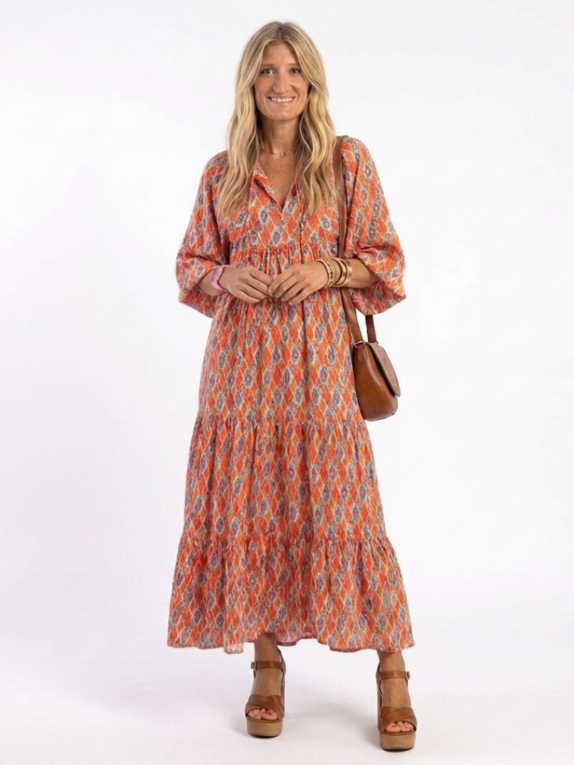 Nicole | Vestido midi con estampado geométrico
