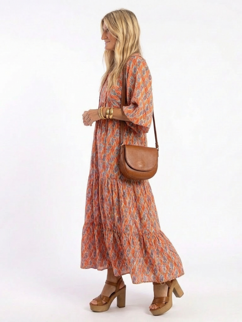 Nicole | Vestido midi con estampado geométrico