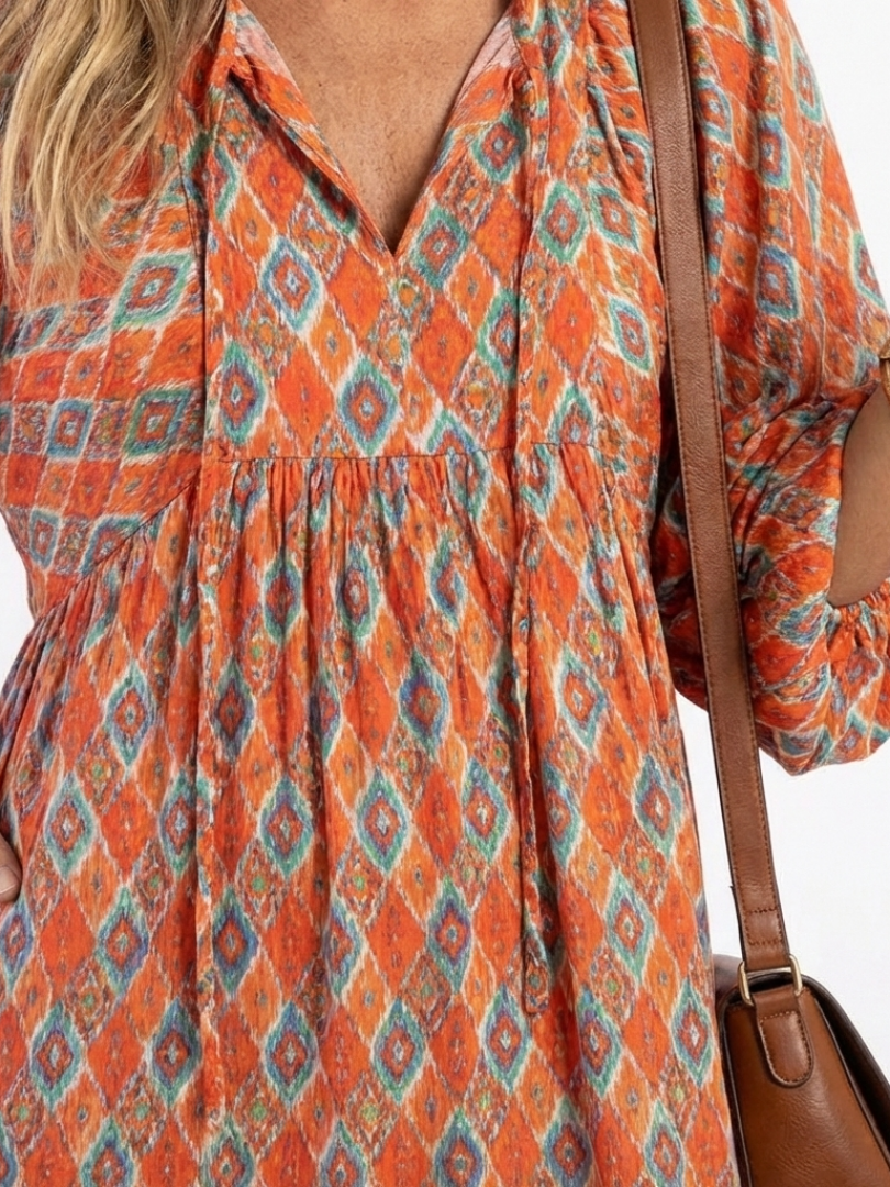 Nicole | Vestido midi con estampado geométrico