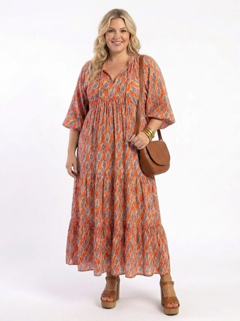 Nicole | Vestido midi con estampado geométrico
