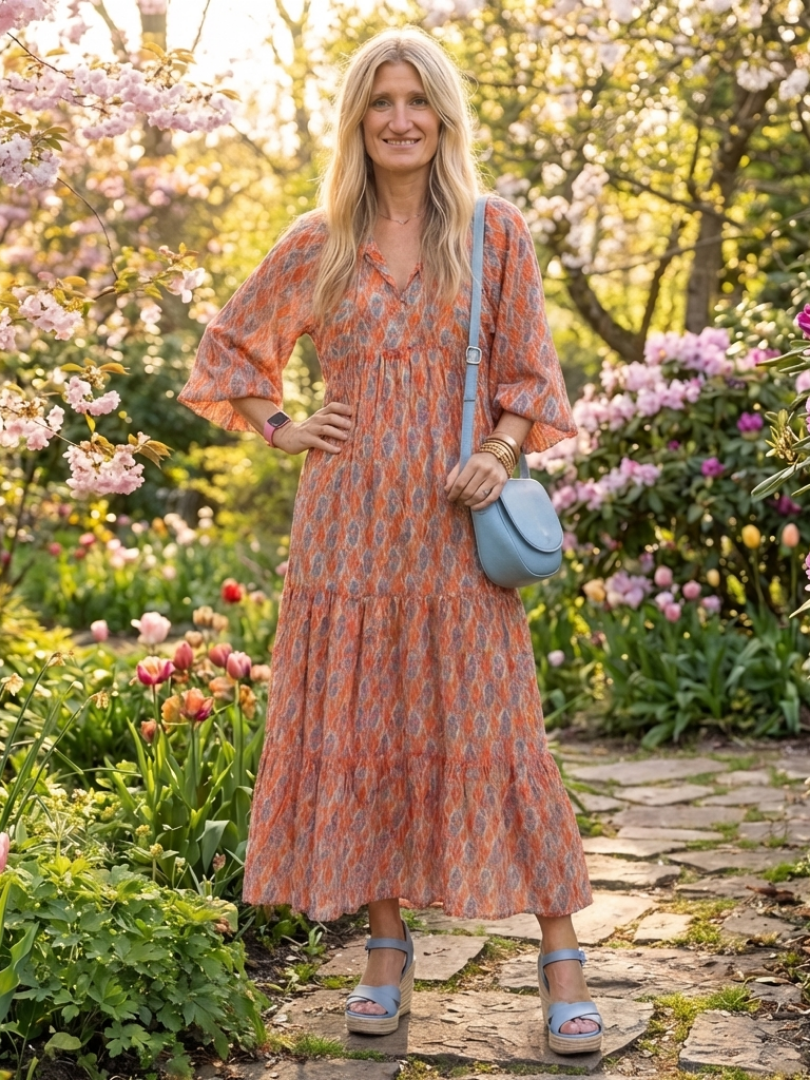 Nicole | Vestido midi con estampado geométrico
