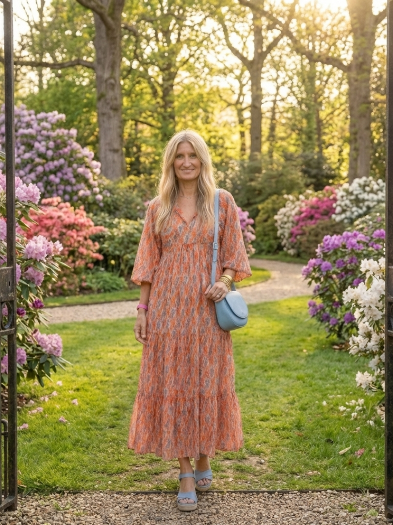 Nicole | Vestido midi con estampado geométrico