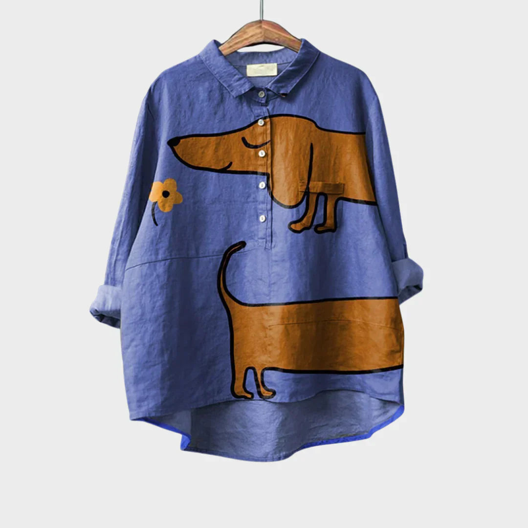 Blusa statement – corte holgado con diseño artístico