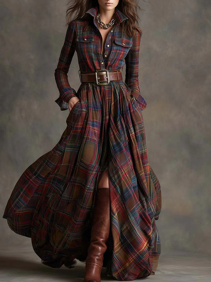 Henrietta, Vestido Camisero Maxi con Cinturón de Zelira