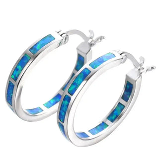 Aros chic con ópalo azul
