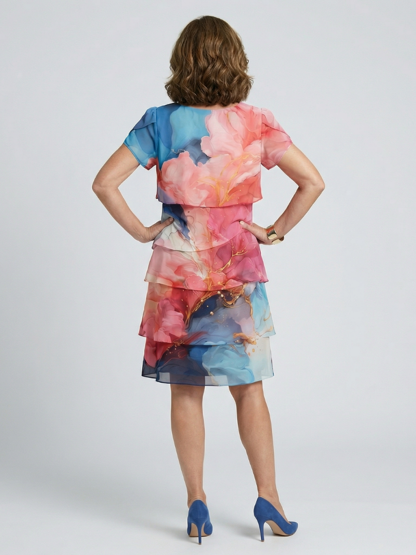 Theresa | Vestido midi con estampado de mármol