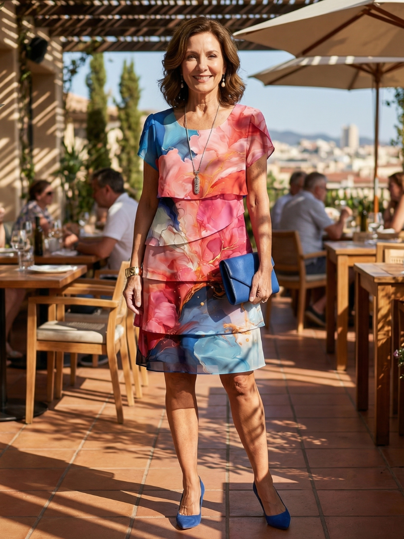 Theresa | Vestido midi con estampado de mármol