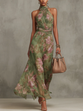 Annalisa - Vestido Maxi Halter Floral Elegante