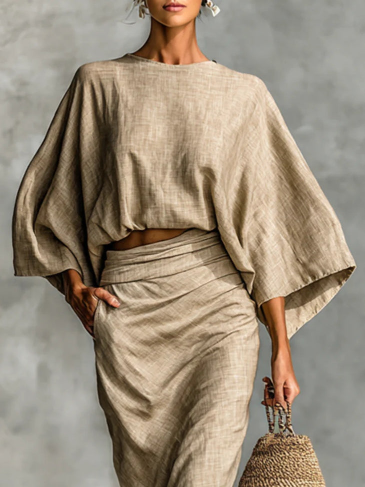 Faye – Conjunto Fluido de Dos Piezas con Falda Elegante