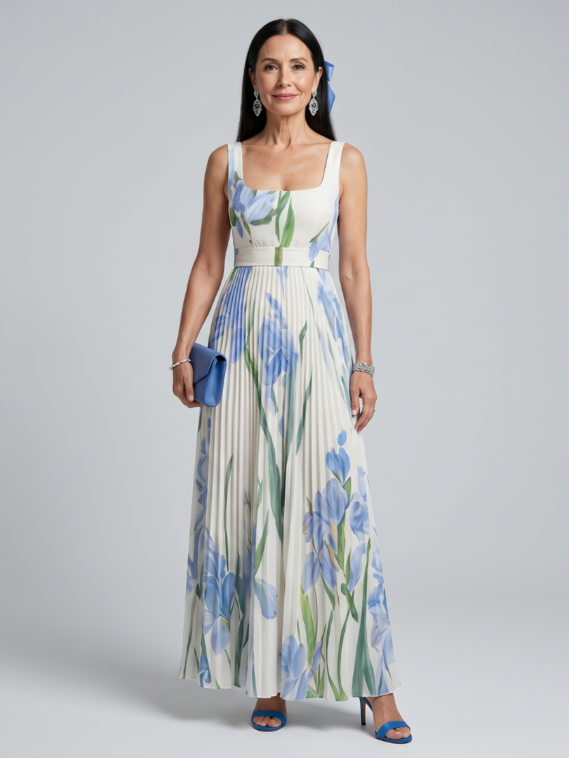 Adelheid | Vestido midi floral con escote cuadrado