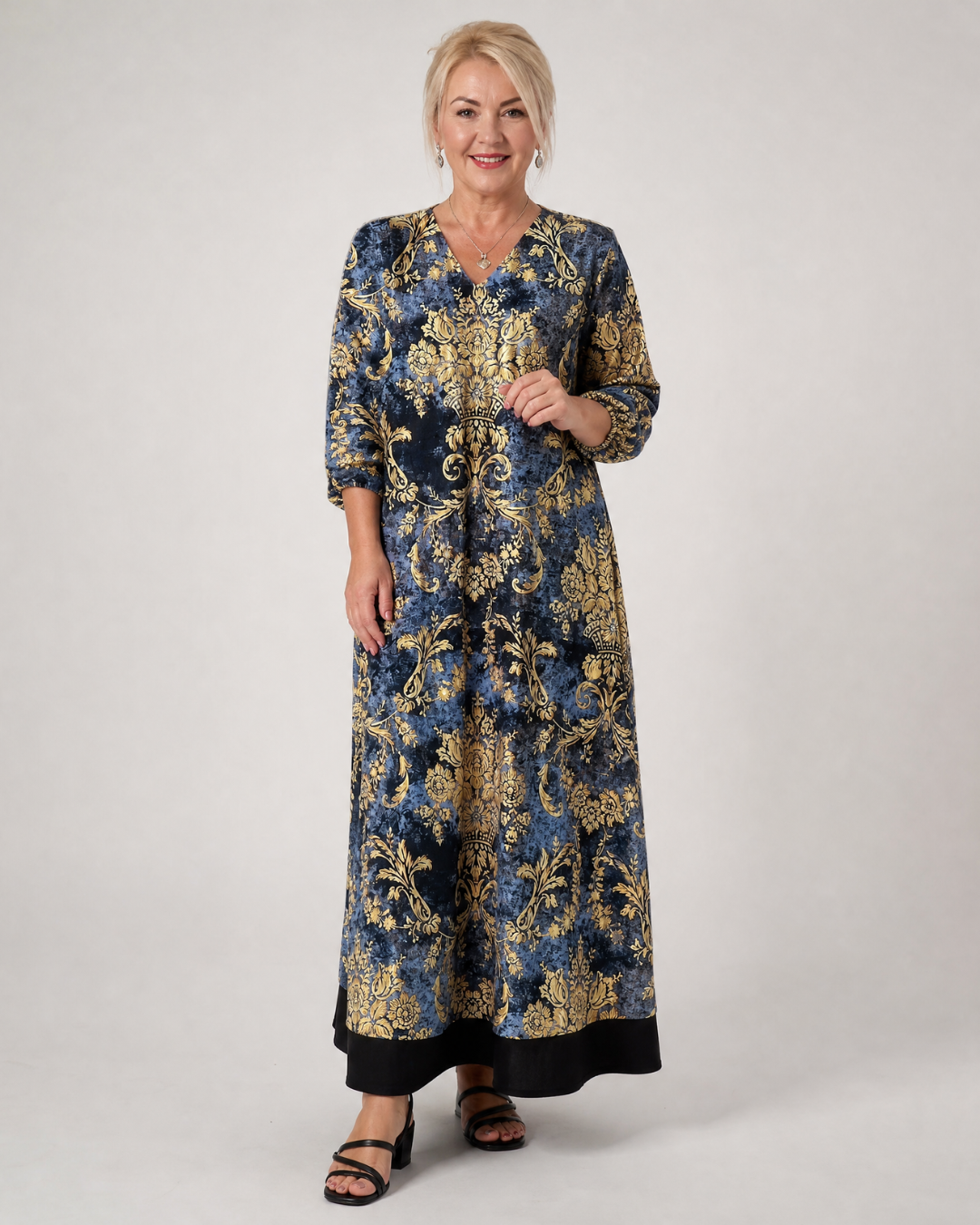 Adelheid | Vestido midi boho con estampado floral artístico