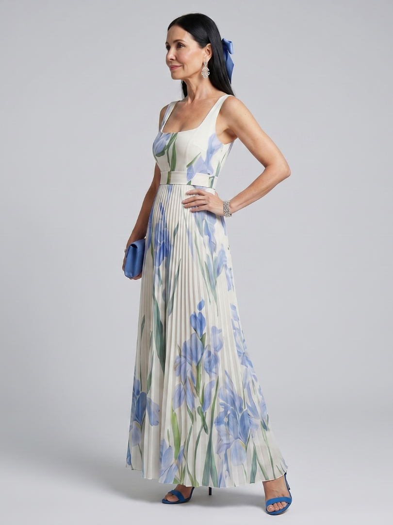 Adelheid | Vestido midi floral con escote cuadrado
