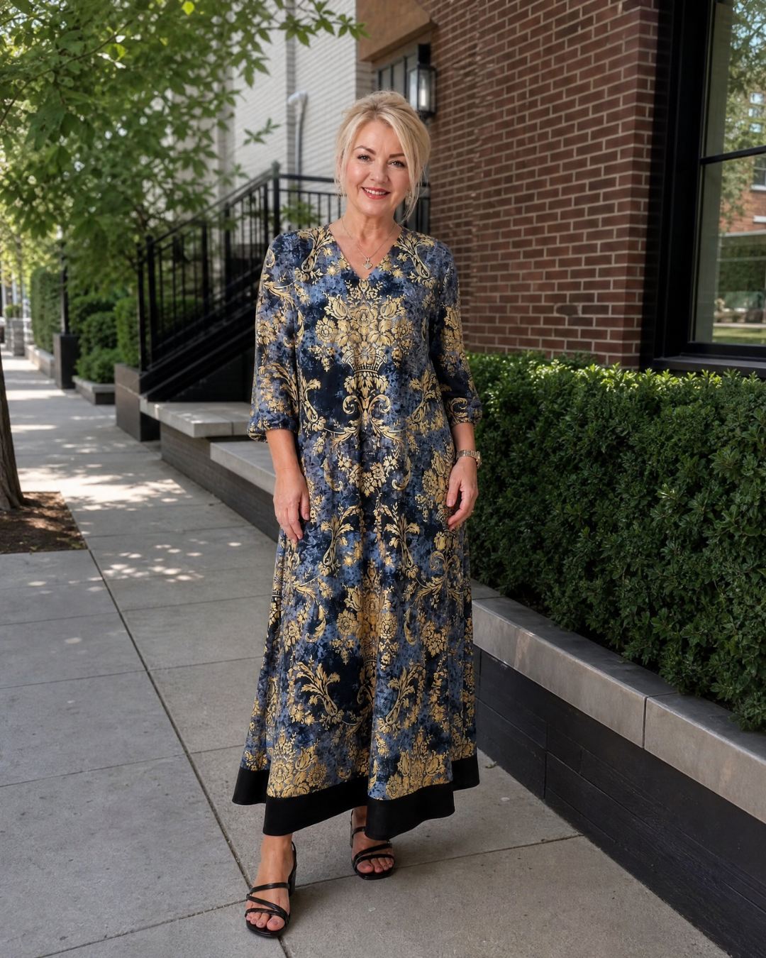 Adelheid | Vestido midi boho con estampado floral artístico