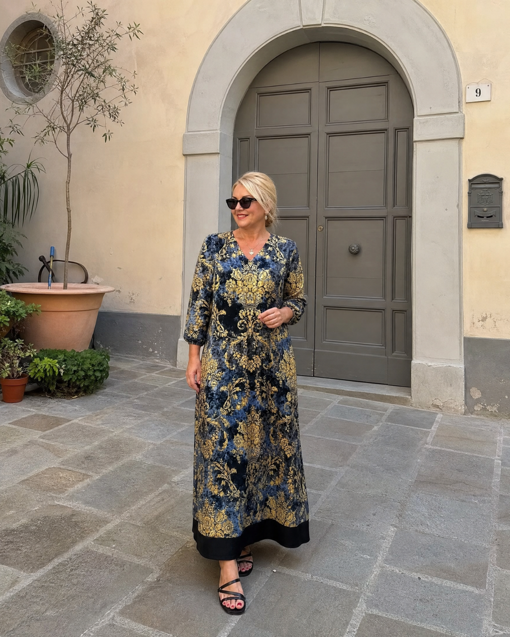 Adelheid | Vestido midi boho con estampado floral artístico