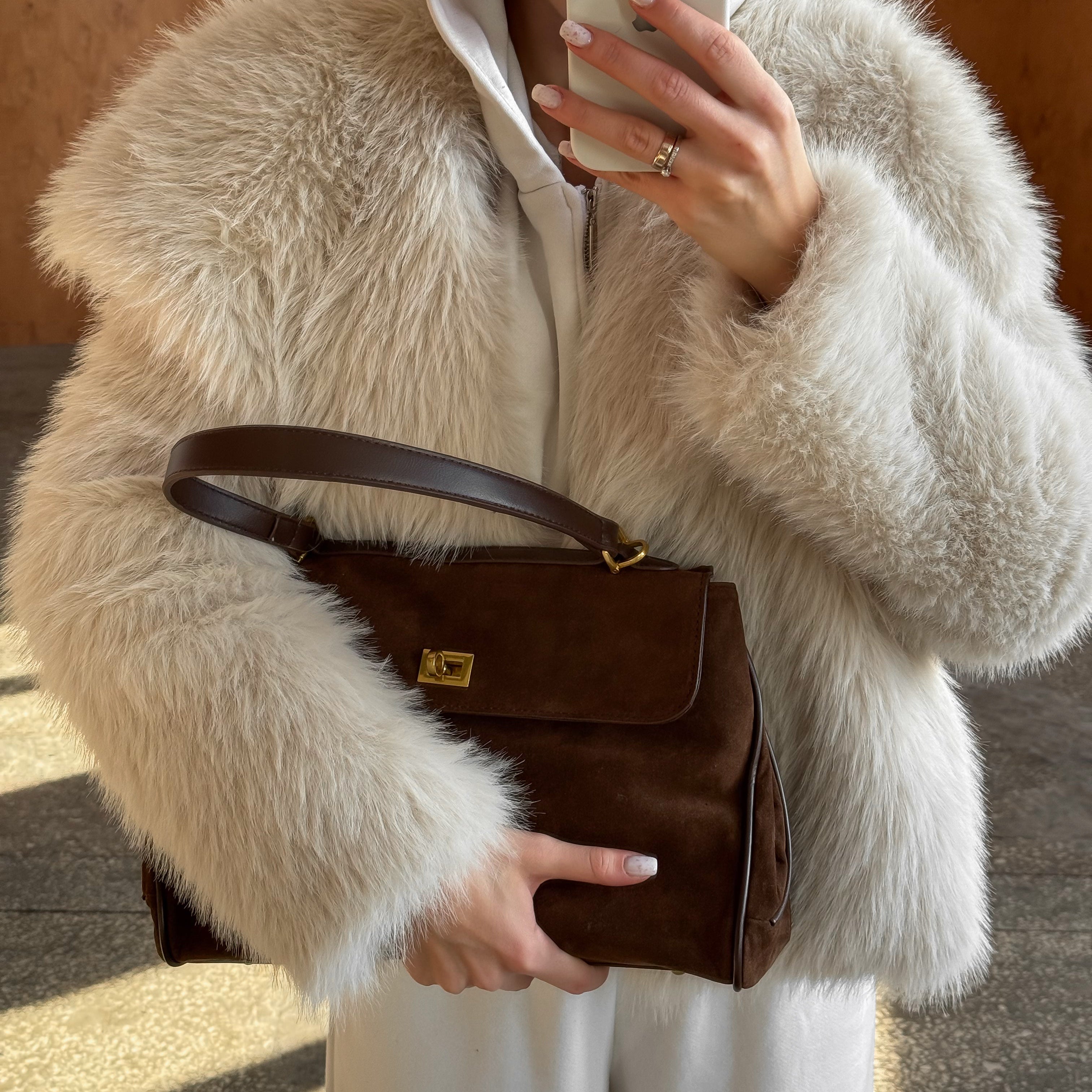 Annika | Bolso de hombro elegante en efecto ante
