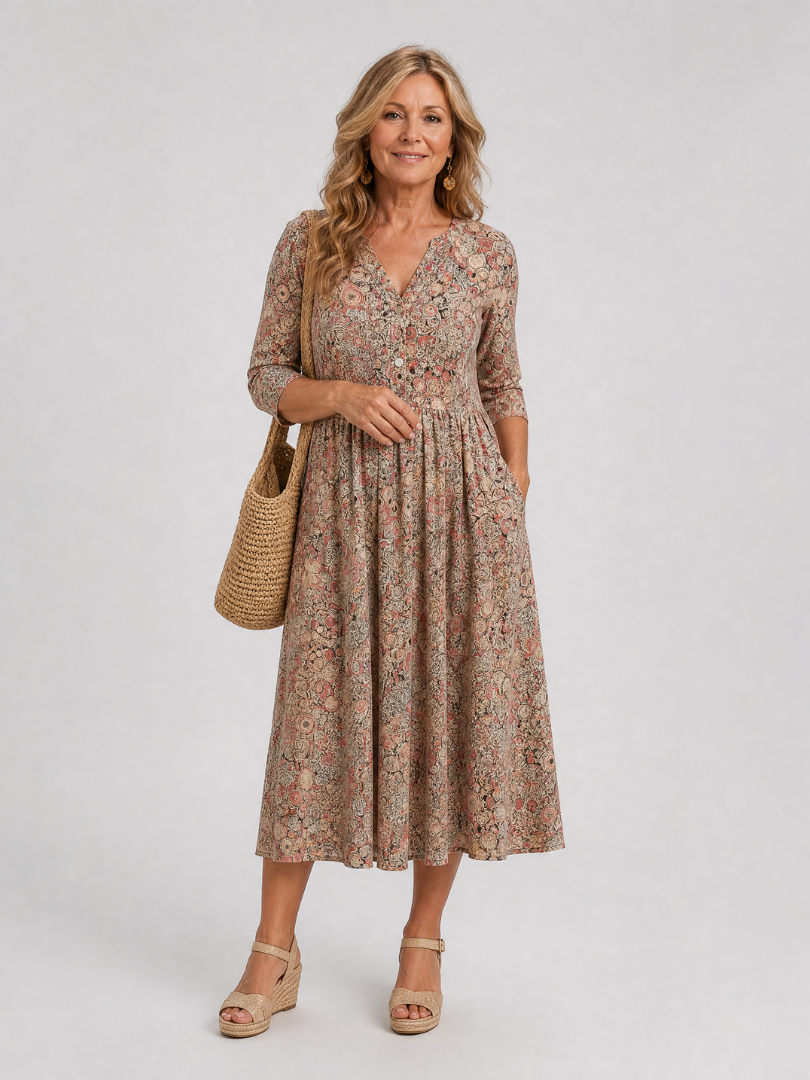Antonia | Vestido floral vintage con botonadura