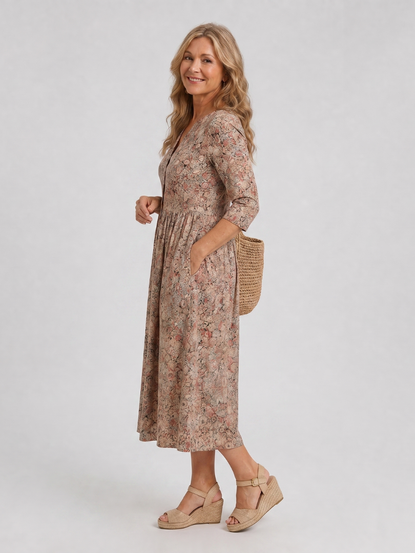 Antonia | Vestido floral vintage con botonadura