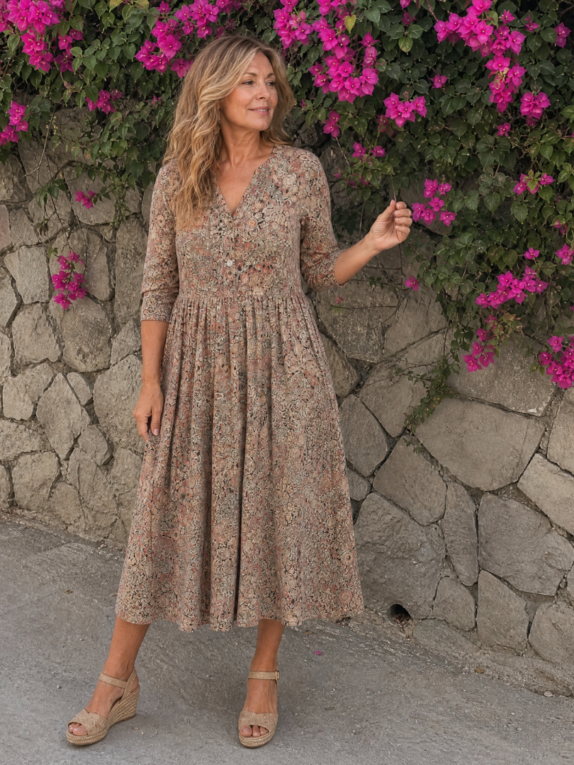 Antonia | Vestido floral vintage con botonadura