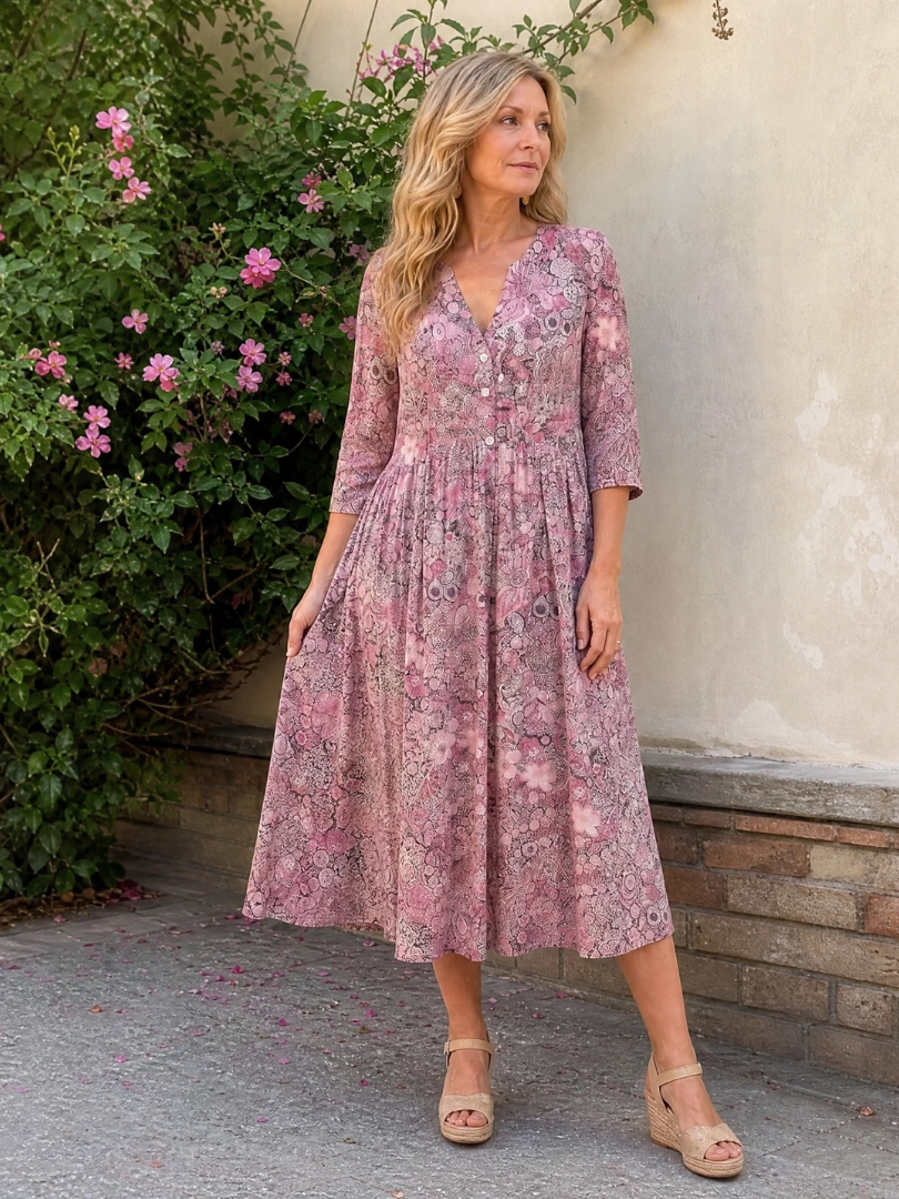 Antonia | Vestido floral vintage con botonadura