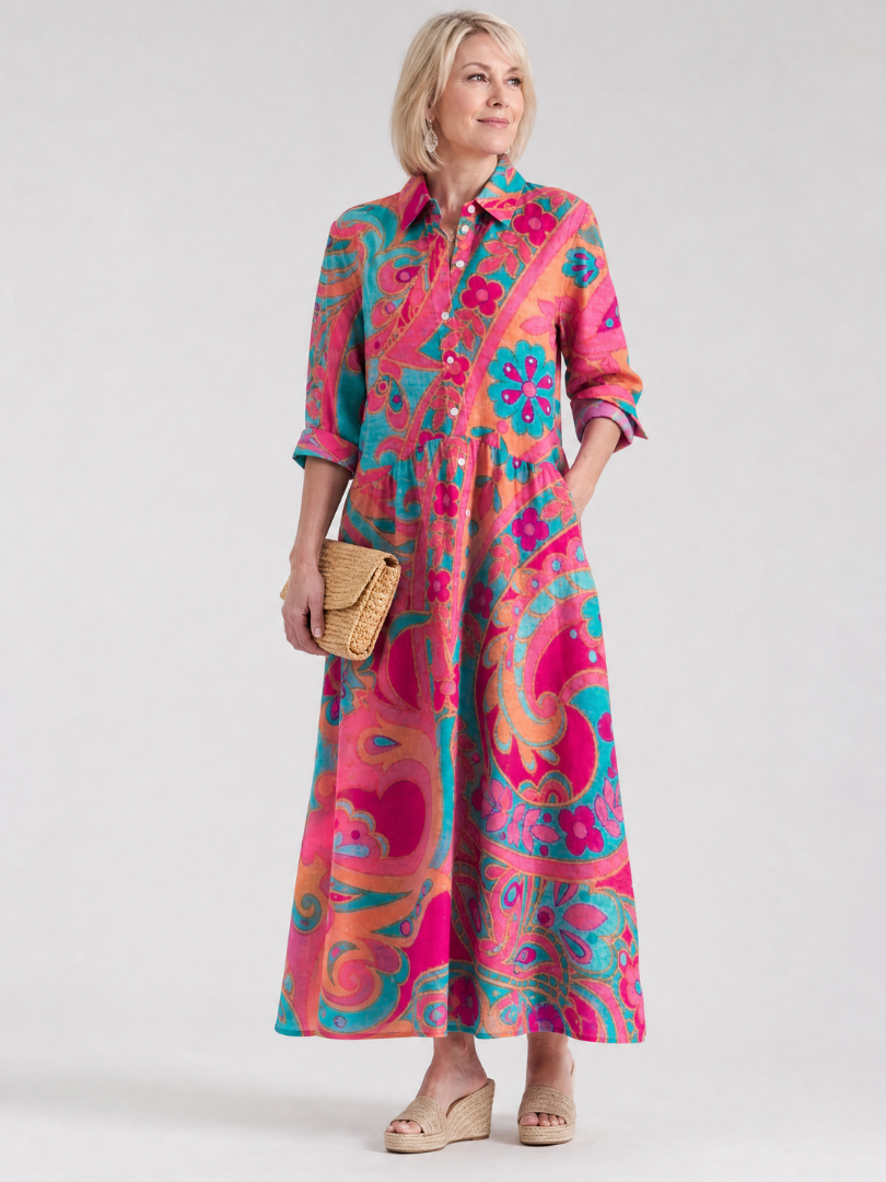 Augusta | Vestido camisero estampado con cuello