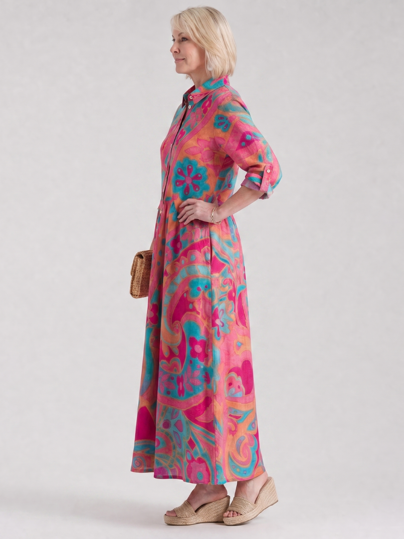 Augusta | Vestido camisero estampado con cuello