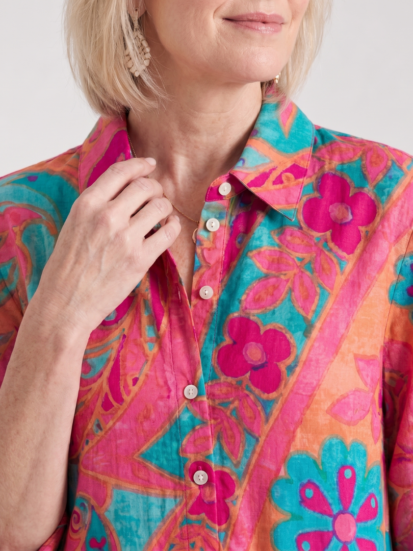 Augusta | Vestido camisero estampado con cuello