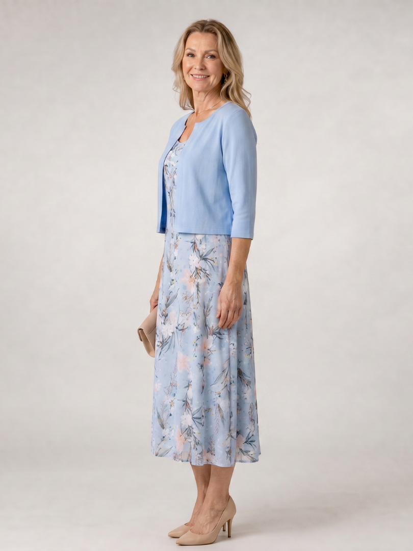 Aurelia | Vestido midi floral con chaqueta corta a juego