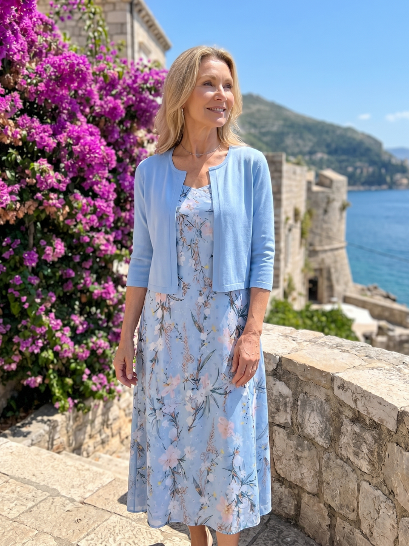 Aurelia | Vestido midi floral con chaqueta corta a juego