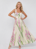 Charlotte | Vestido midi plisado floral con escote cuadrado
