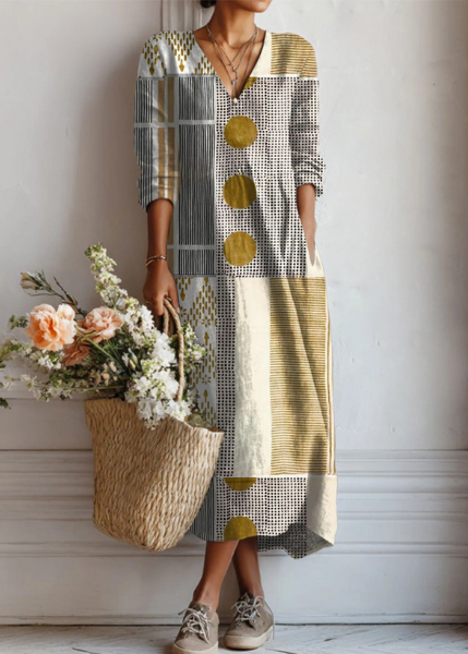 Christel | Vestido maxi boho con estampado patchwork