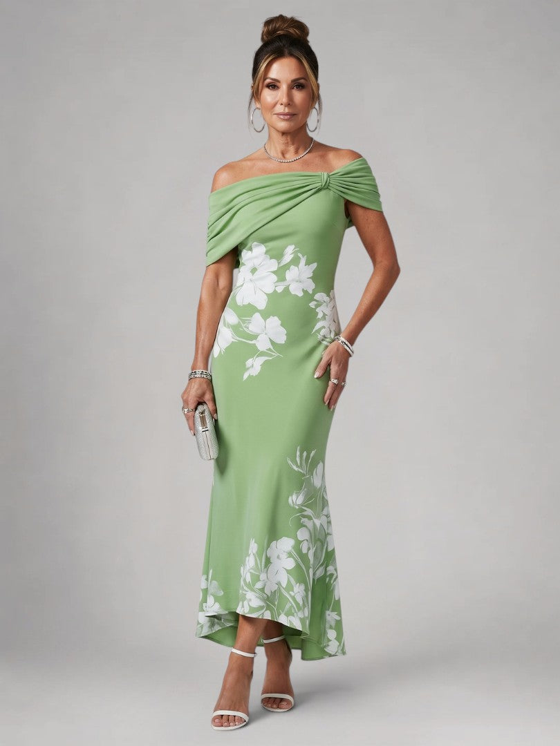 Christina | Vestido midi de hombros descubiertos con drapeado