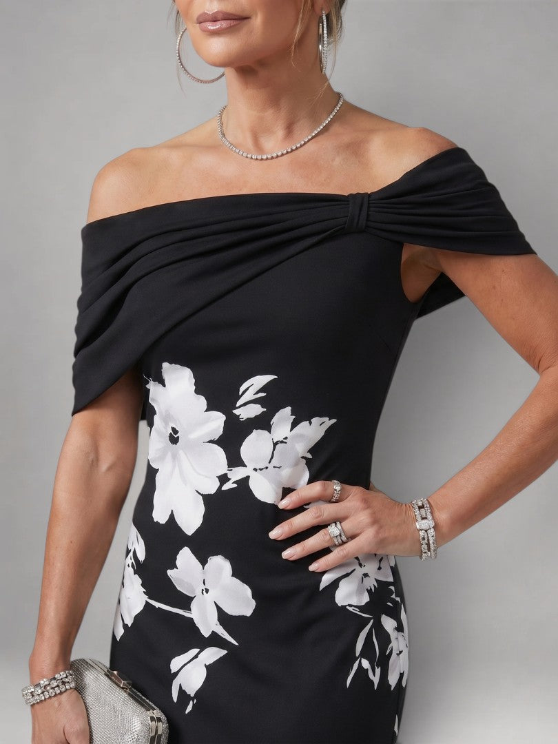 Christina | Vestido midi de hombros descubiertos con drapeado