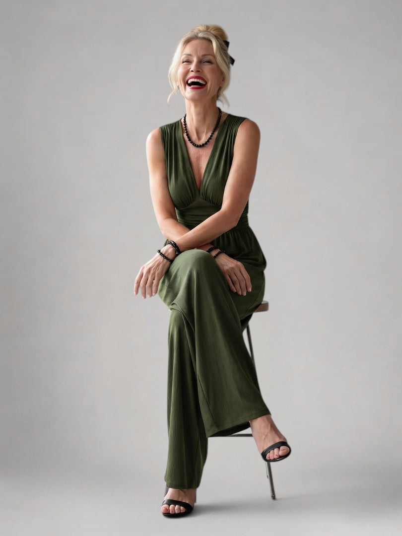 Claudia | Mono ancho con escote en V