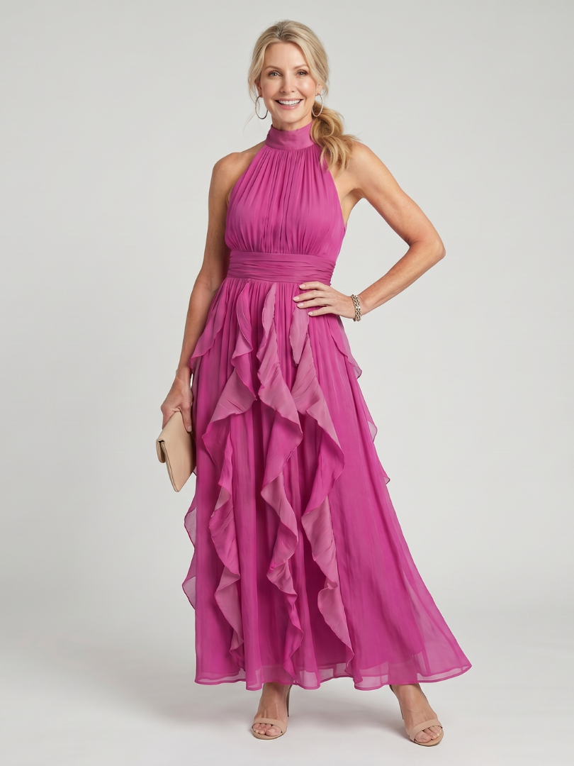 Constanze | Vestido maxi de volantes con fruncidos