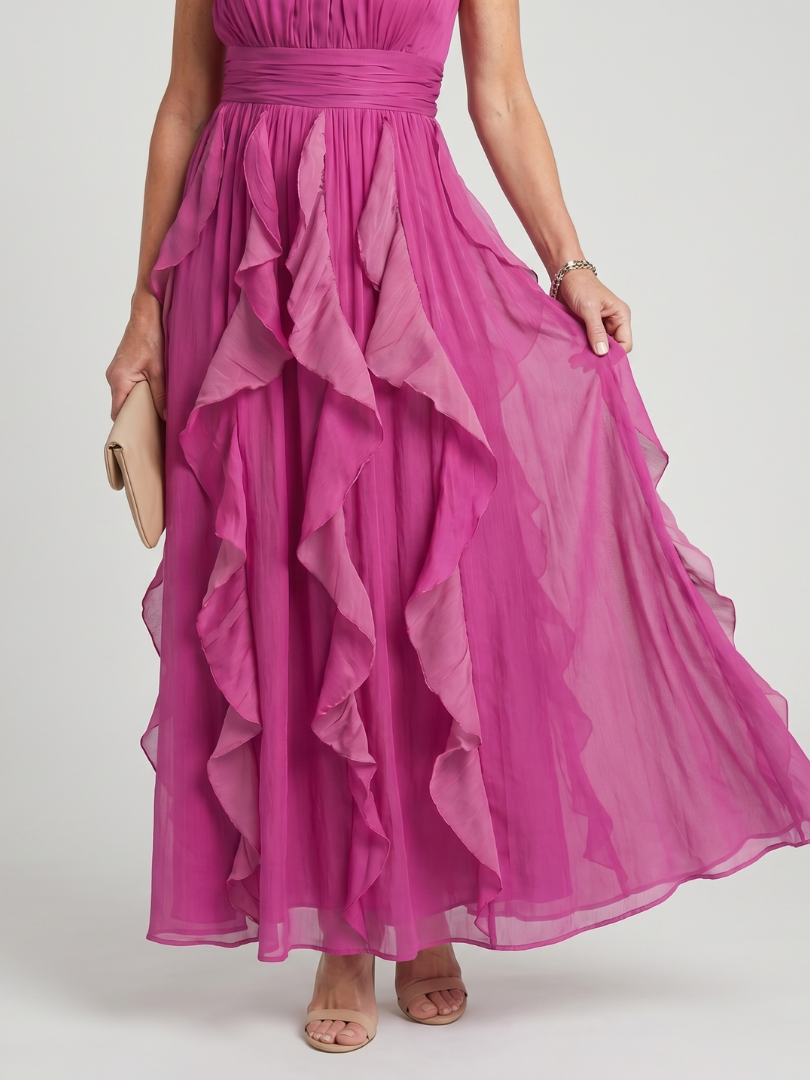 Constanze | Vestido maxi de volantes con fruncidos