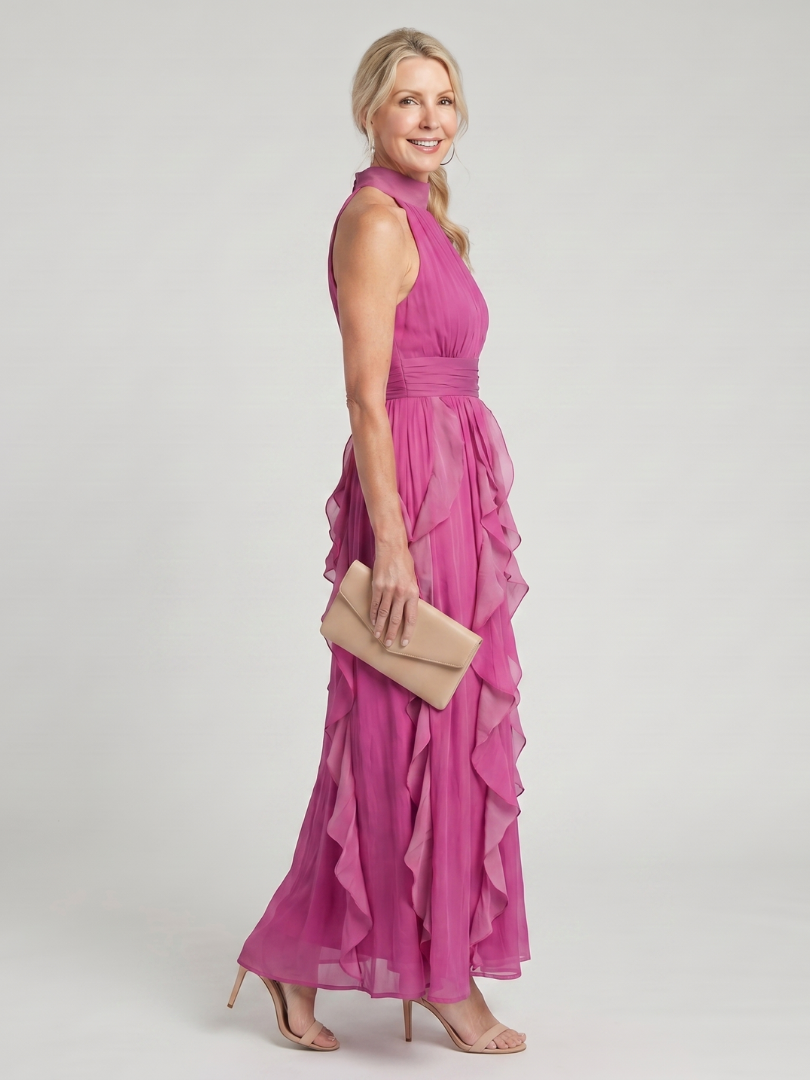 Constanze | Vestido maxi de volantes con fruncidos