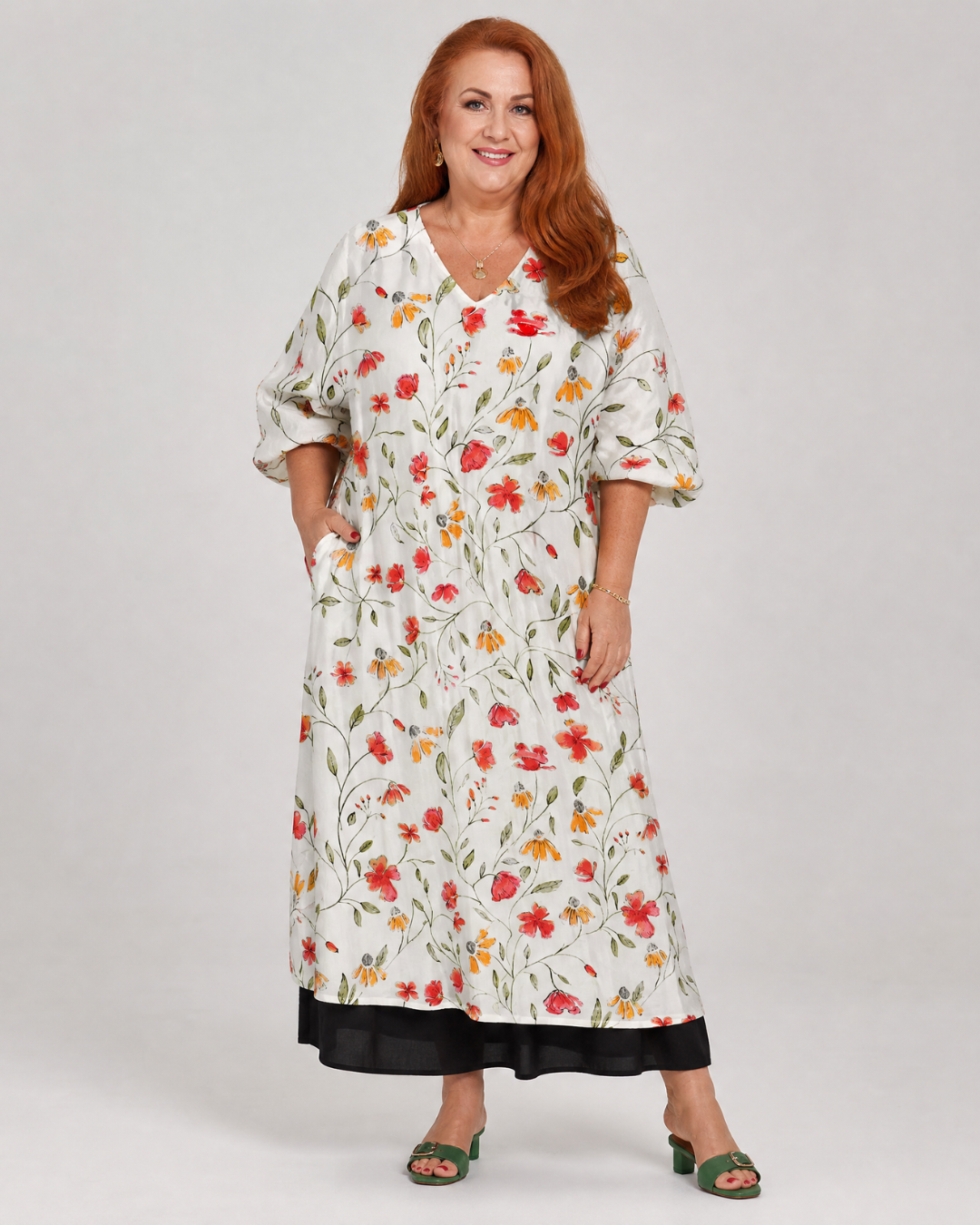 Cosima | Vestido midi boho con estampado de flores silvestres